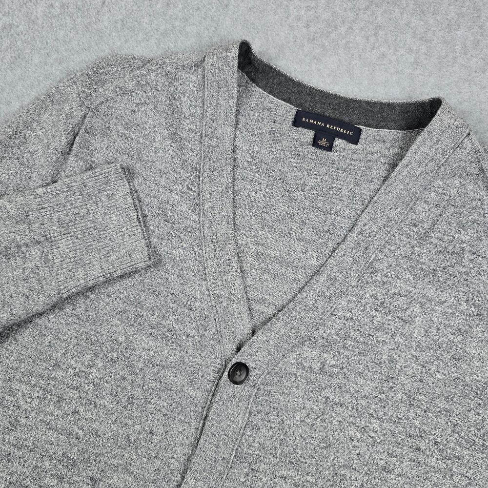Banana Republic Medium Gray V-Neck Button Front Cardigan Sweater